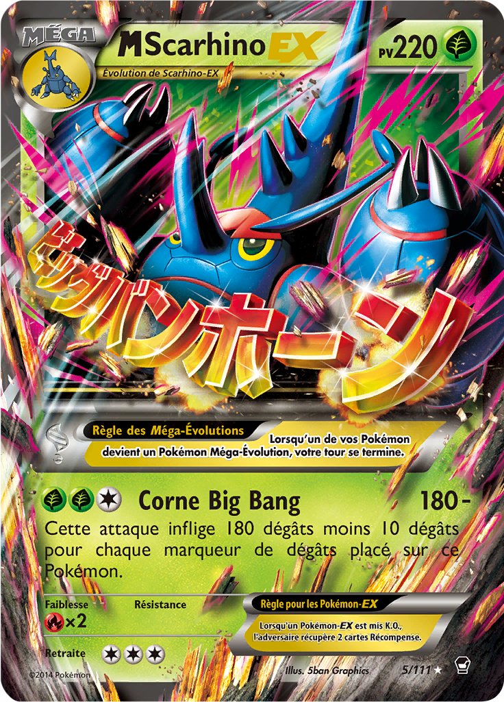 Méga Scarhino - XY Poings Furieux - 005 - Holographique rare EX
