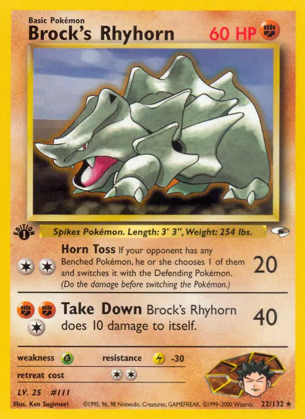 Brock's Rhyhorn - Gym Heroes - 22 - Rare