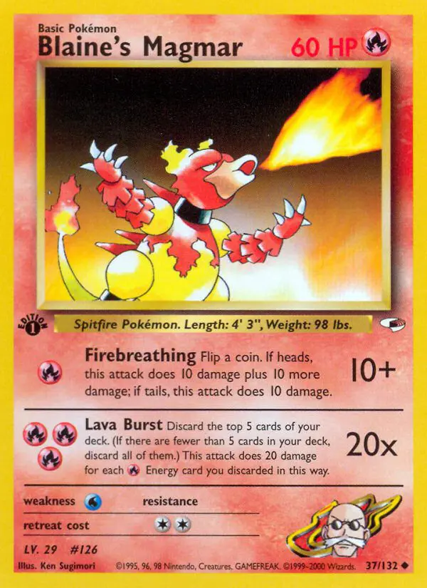 Blaine's Magmar - Gym Heroes - 37 - Peu commune
