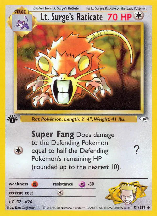 Lt. Surge's Raticate - Gym Heroes - 51 - Peu commune