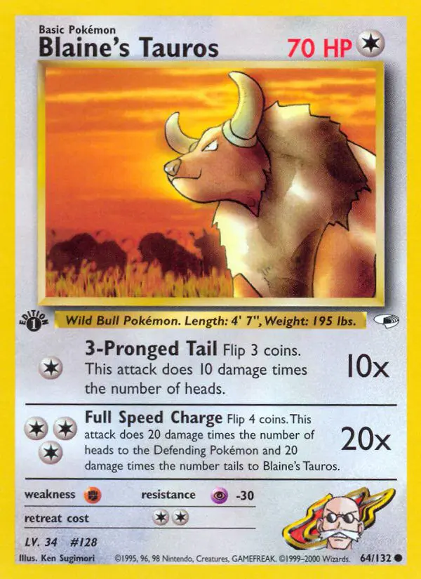 Blaine's Tauros - Gym Heroes - 64 - Commune