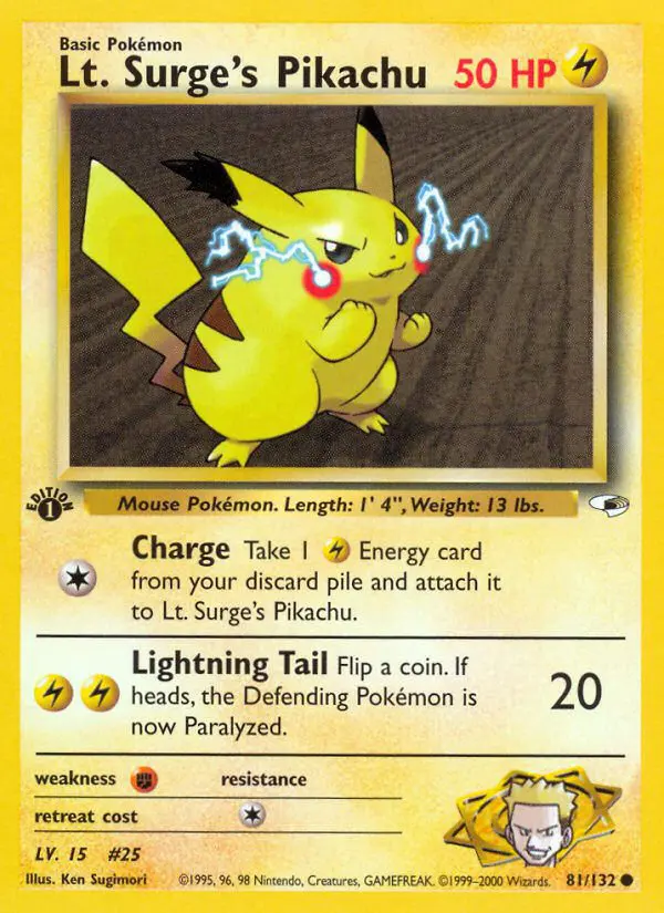 Lt. Surge's Pikachu - Gym Heroes - 81 - Commune