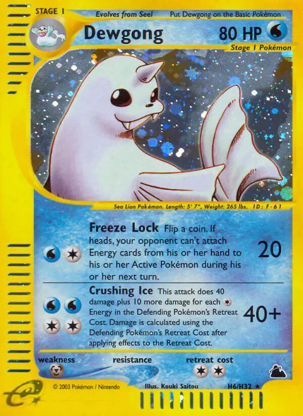 Dewgong - Skyridge - 006 - Holographique rare