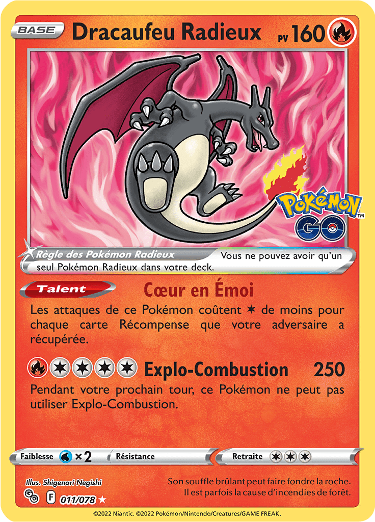 Dracaufeu Radieux - Pokémon GO - 011/078 - Ultra rare