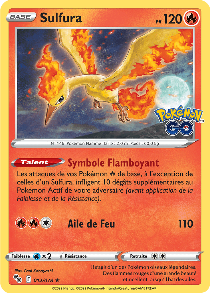 Sulfura - Pokémon GO - 012/078 - Holographique
