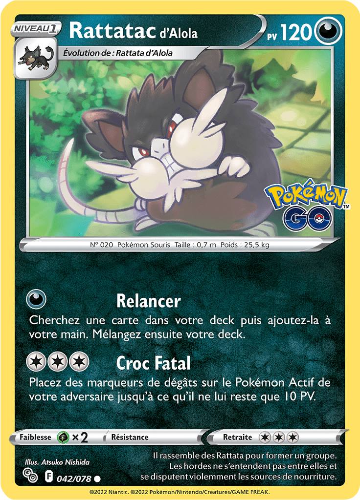Rattatac d'Alola - Pokémon GO - 042/078 - Peu commune