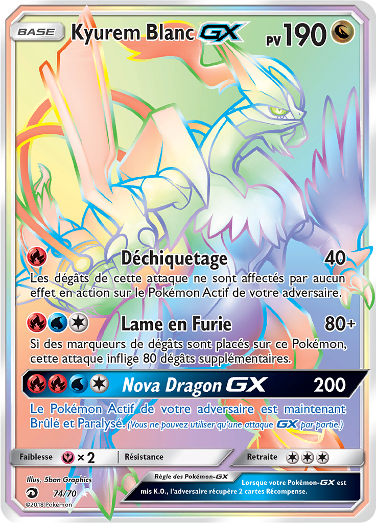 Kyurem Blanc GX - Majesté des Dragons - 074 - Arc-en-ciel rare