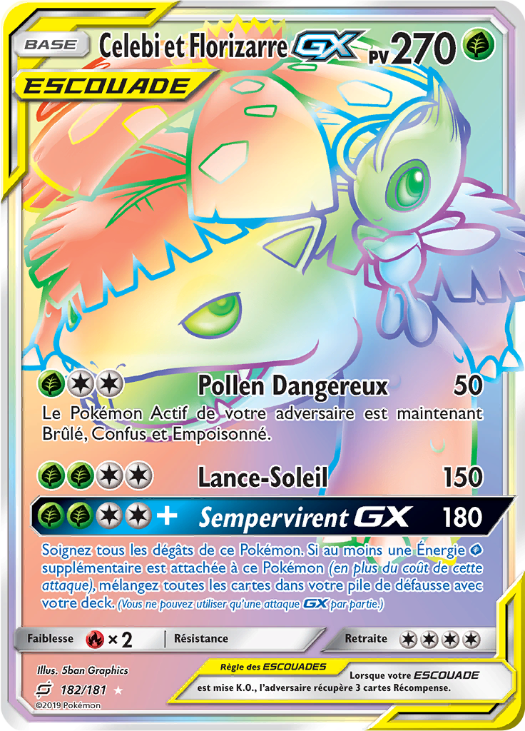 Celebi et Florizarre GX - SL Duo de Choc - 182 - Arc-en-ciel rare