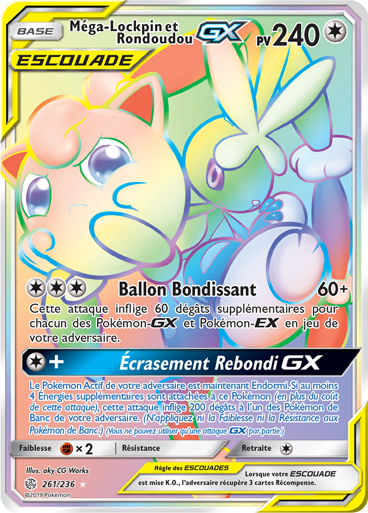 Méga-Lockpin et Rondoudou-GX GX - SL Éclipse Cosmique - 261 - Arc-en-ciel rare