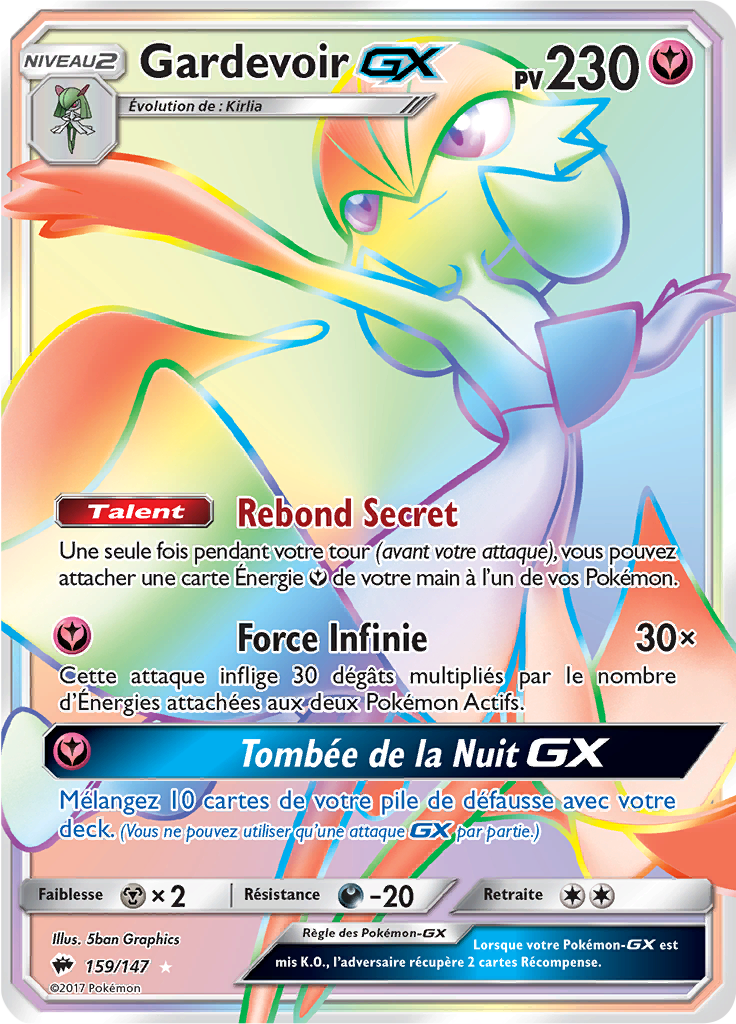 Gardevoir GX - SL Ombres Ardentes - 159 - Arc-en-ciel rare