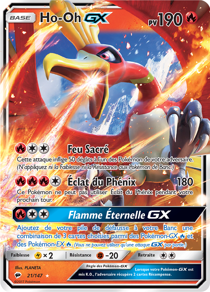 Ho-Oh GX - SL Ombres Ardentes - 021 - Holographique rare GX